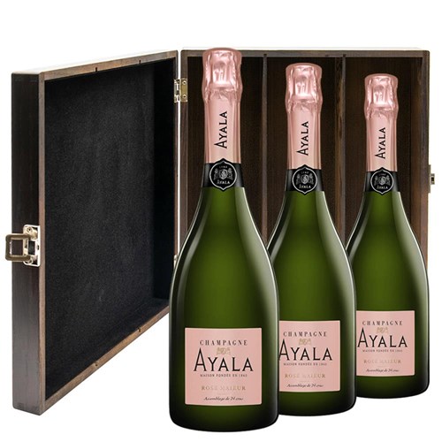 Ayala Rose Majeur Champagne 75cl Treble Elm Wood Gift Boxed Champagne (3x75cl)